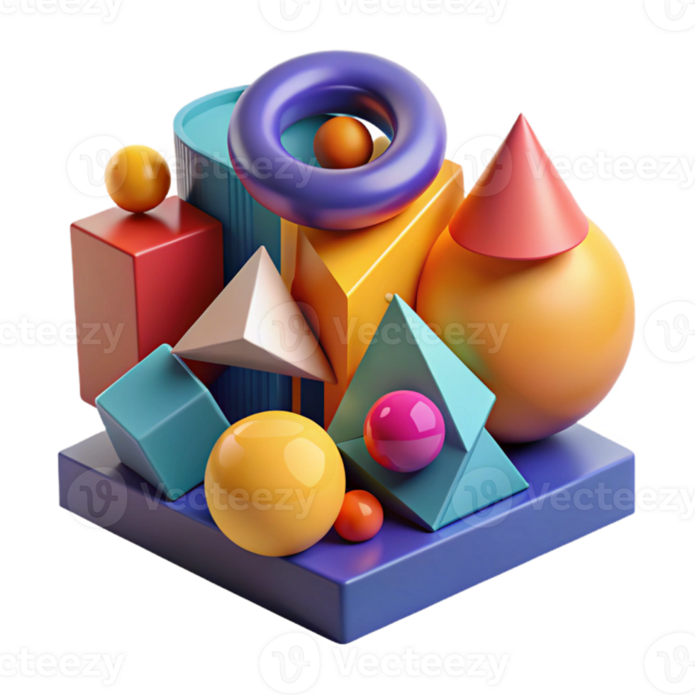 magnificent artistic Colorful 3D Geometric Shapes Abstract Background high resolution png