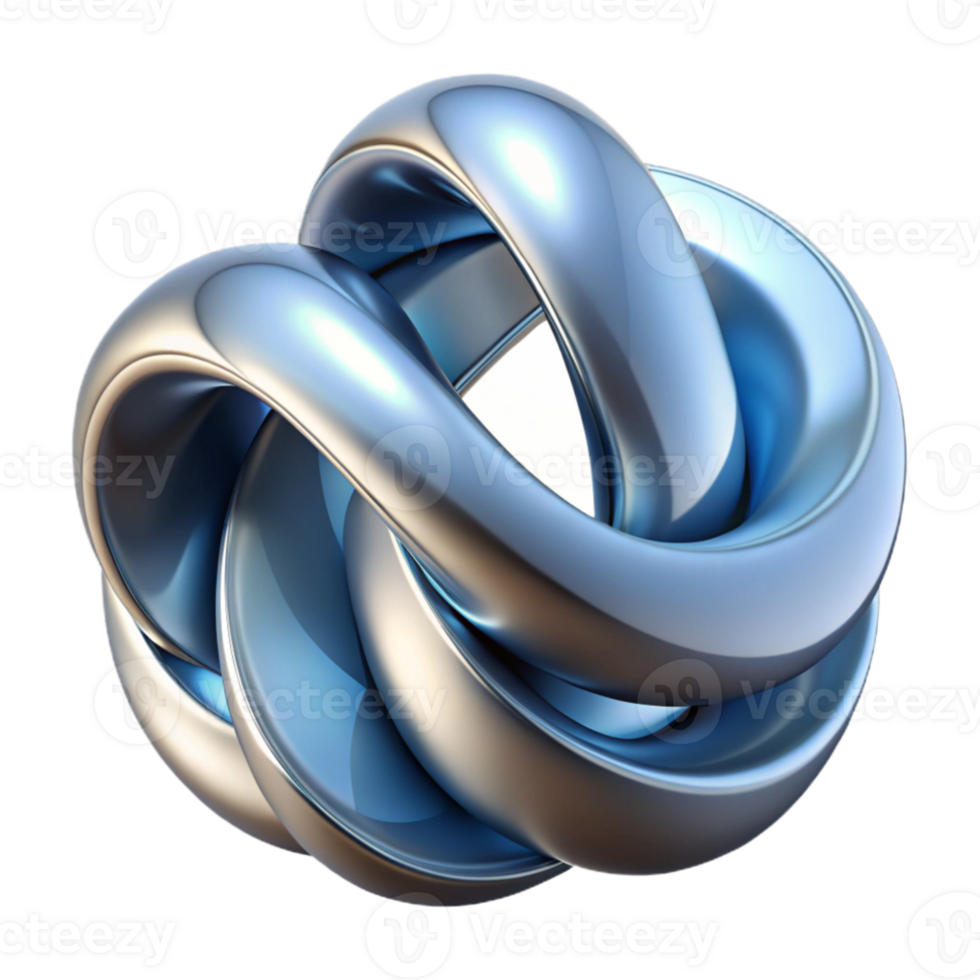 elegant artistic Abstract 3D Metallic Knot Illustration detailed png