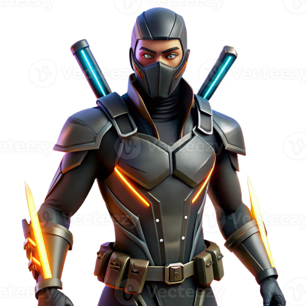 3D Render Ninja Warrior Futuristic Armor png