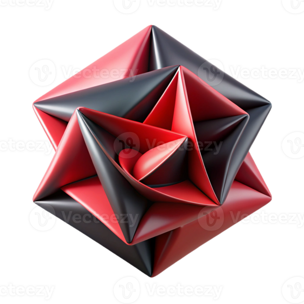 serene classic Red and Black 3D Abstract Geometric Illustration exclusive png
