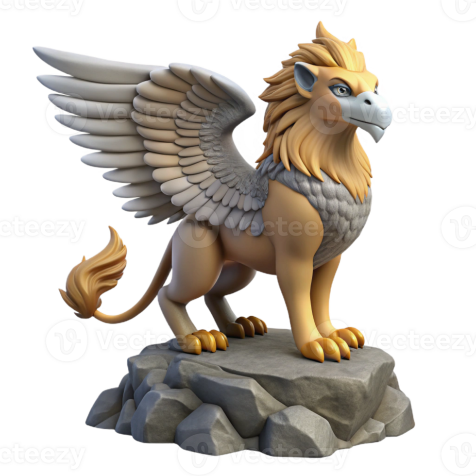 vibrant contemporary 3D Gryphon Model, Fantasy Creature Render high resolution png