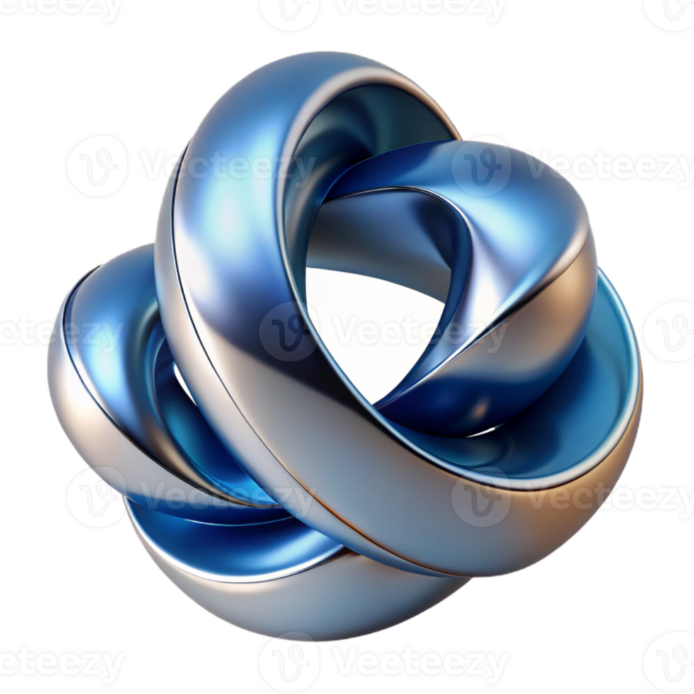 elegant artistic Abstract 3D Blue Metal Rings Intertwined exclusive png