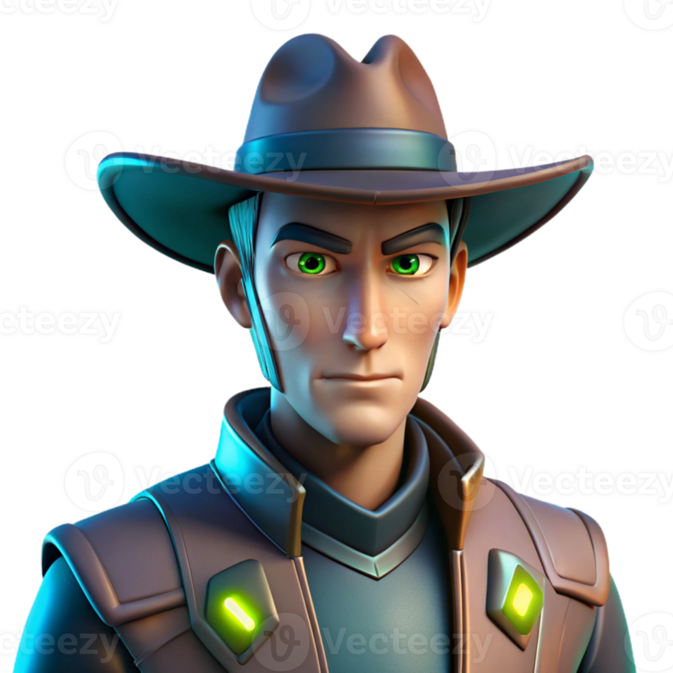 elegant artistic 3D Render Cowboy Character Illustration genuine png