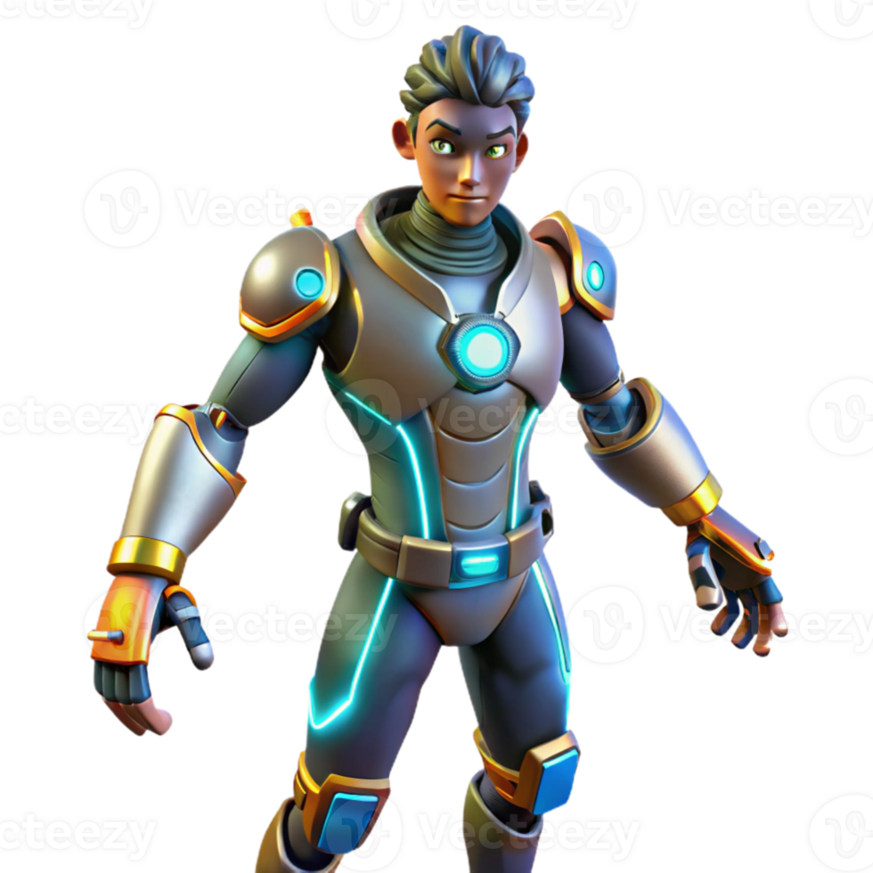 wonderful classic 3D Render Futuristic Boy in Spacesuit high quality png