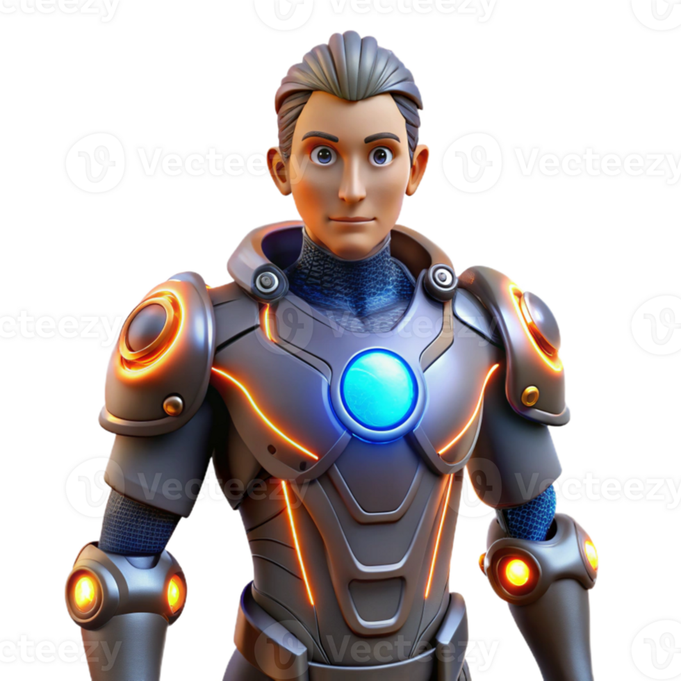 vibrant creative 3D Render Futuristic Boy in Armor high resolution png