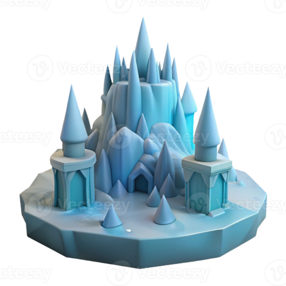 elegant vintage Icy Castle 3D Render premium png