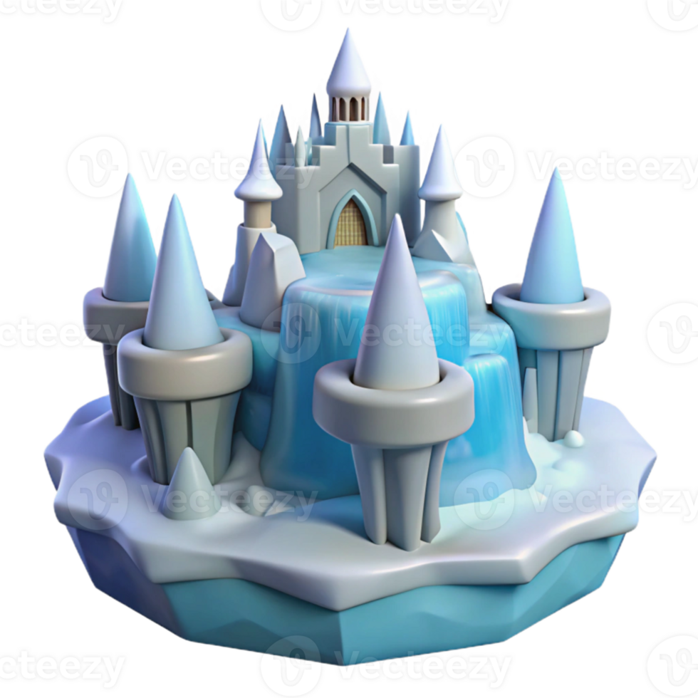 vibrant abstract Fantasy Ice Castle 3D Render premium png