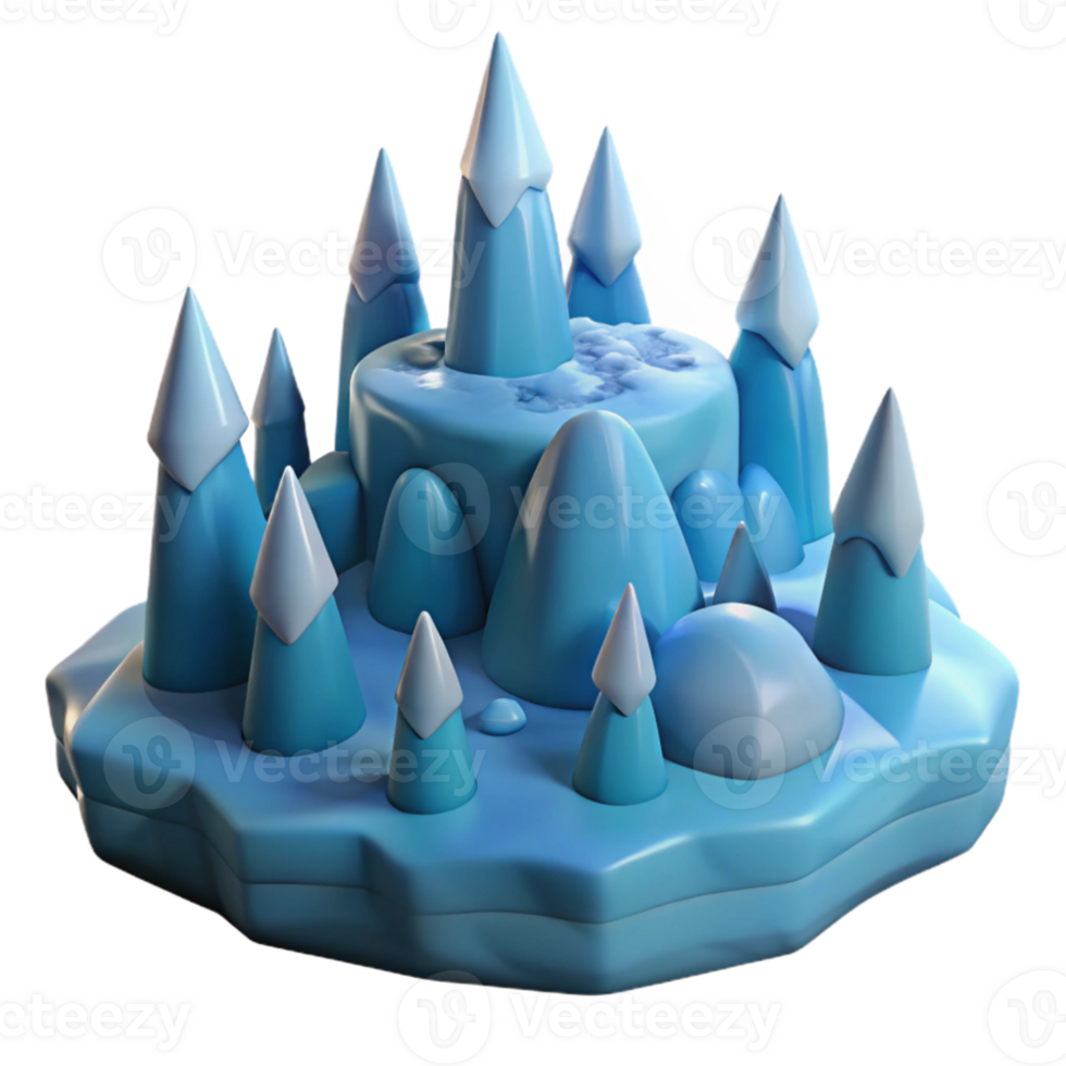 impressive artistic Icy Peaks 3D Render high quality png
