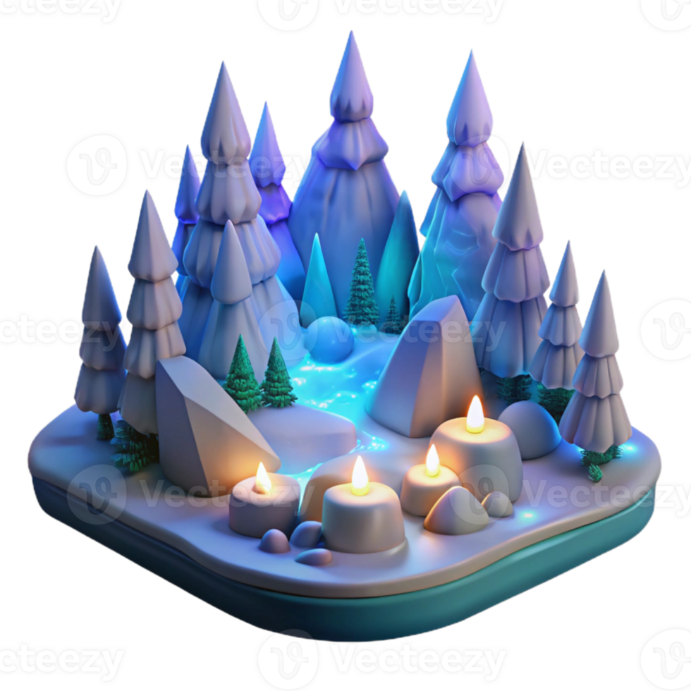 wonderful abstract Winter Wonderland 3D Illustration original png