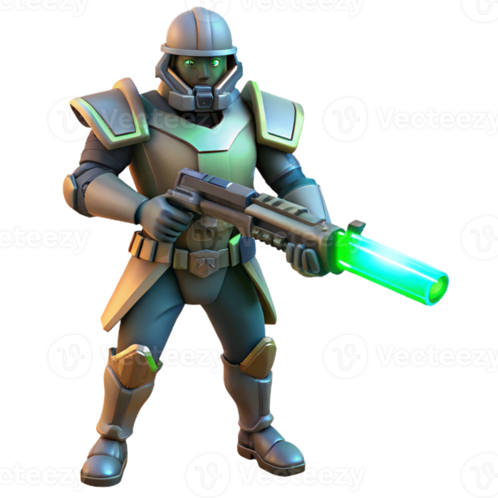 serene contemporary 3D Render of Futuristic Soldier high resolution png