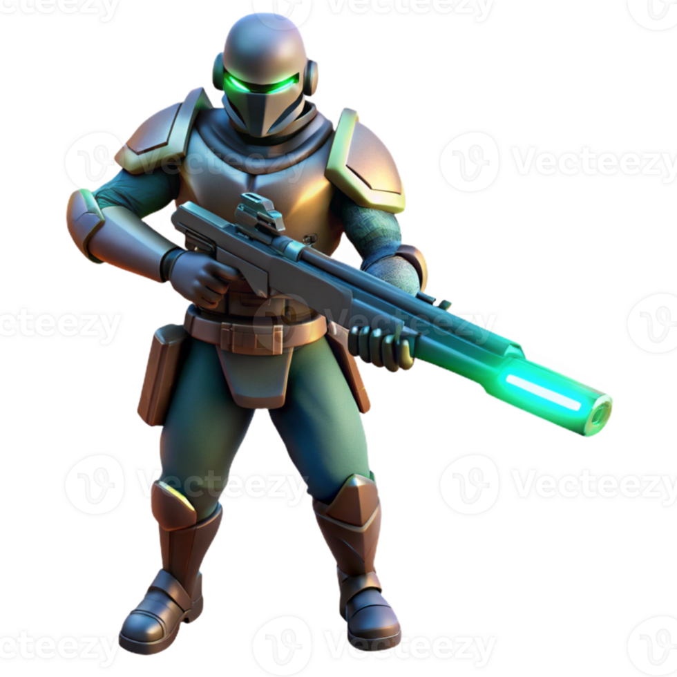 dramatic creative 3D Render Sci Fi Soldier with Energy Weapon exclusive png
