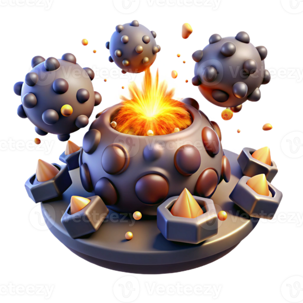 beautiful creative 3D Render Exploding Sphere Abstract Background professional png