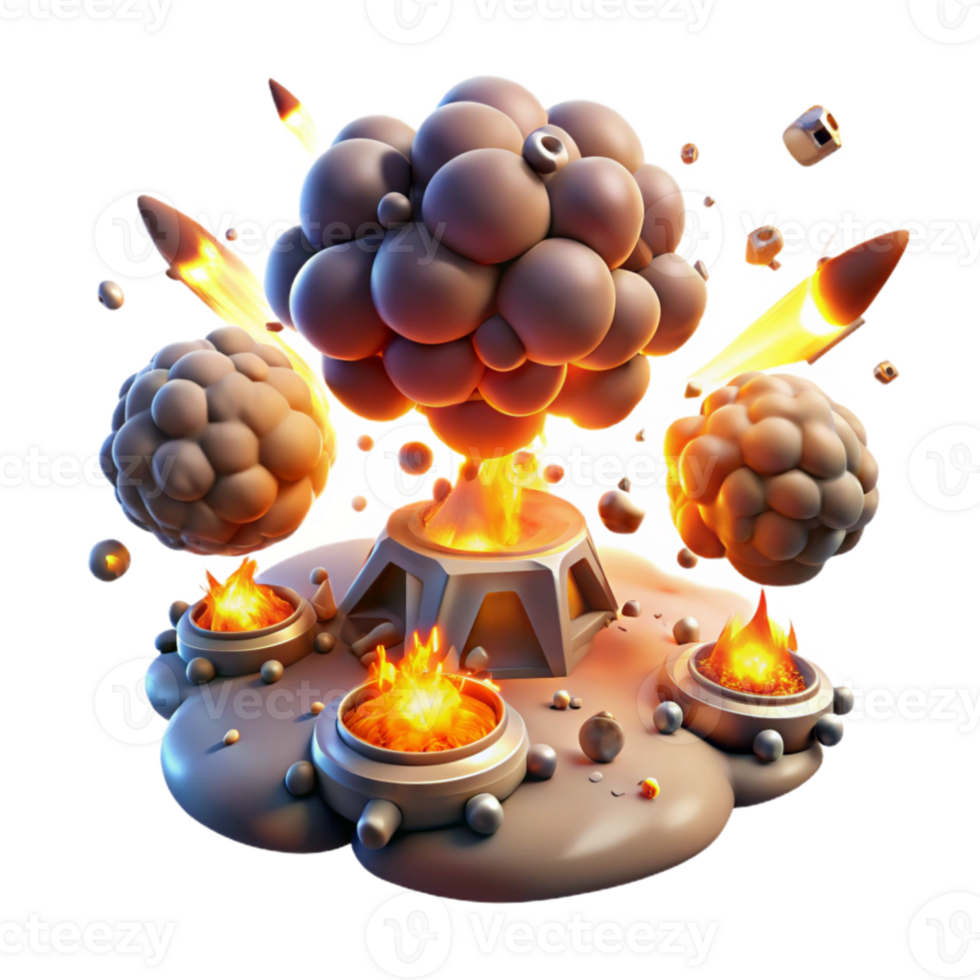 elegant contemporary 3D Explosion Illustration, Fiery Blast detailed png