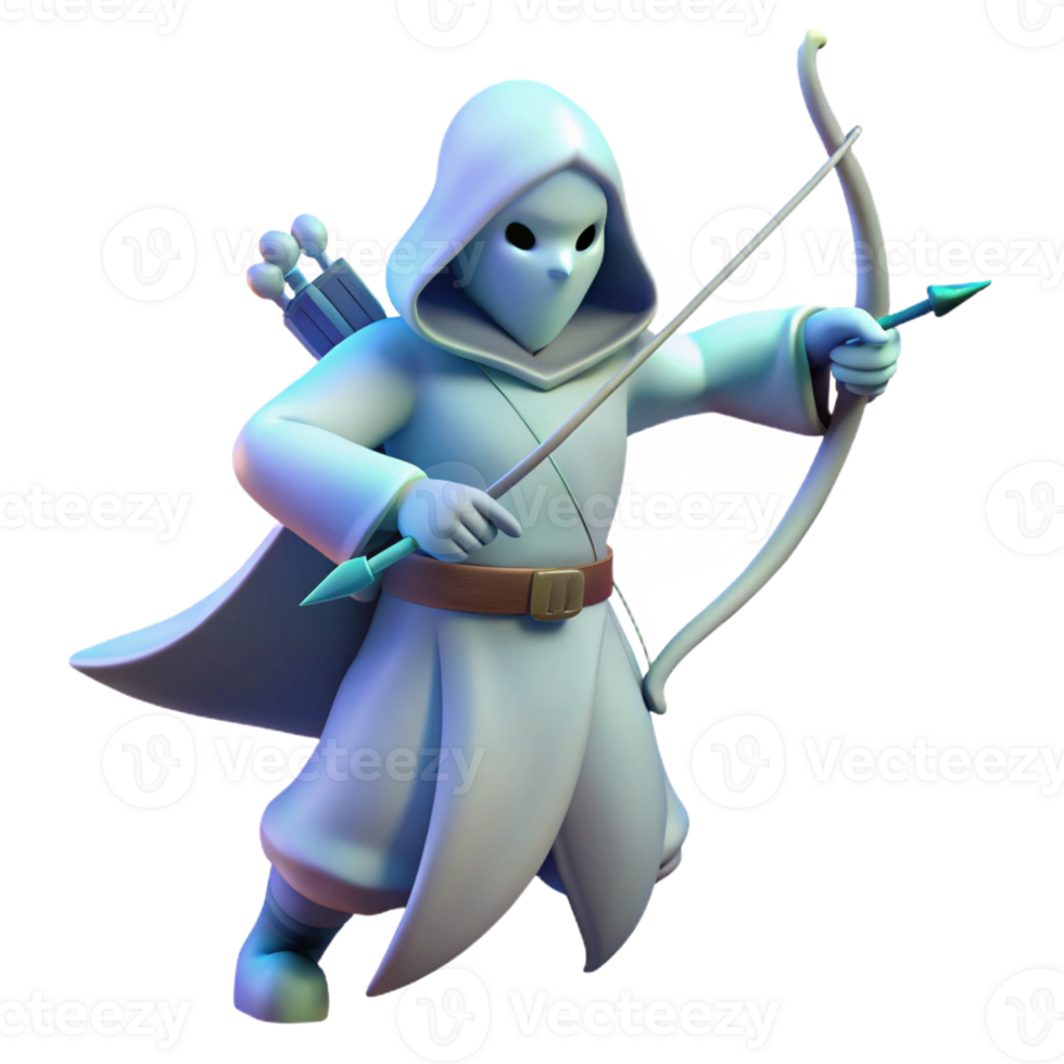 wonderful modern 3D Render Ghost Archer Fantasy Illustration 4K png