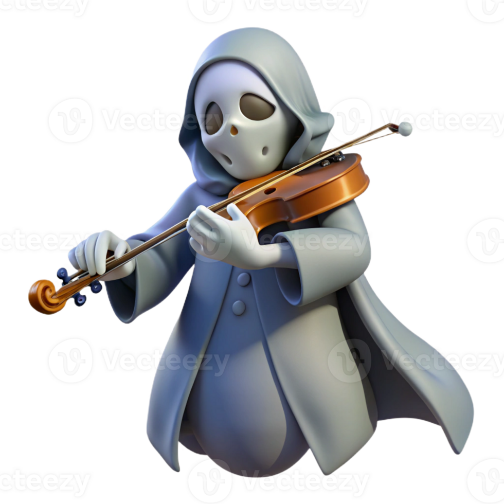impressive creative 3D Ghostly Violinist Illustration high quality png