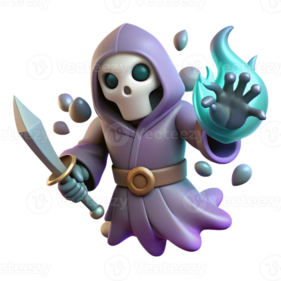 wonderful abstract 3D Render of a Skeletal Sorcerer high resolution png