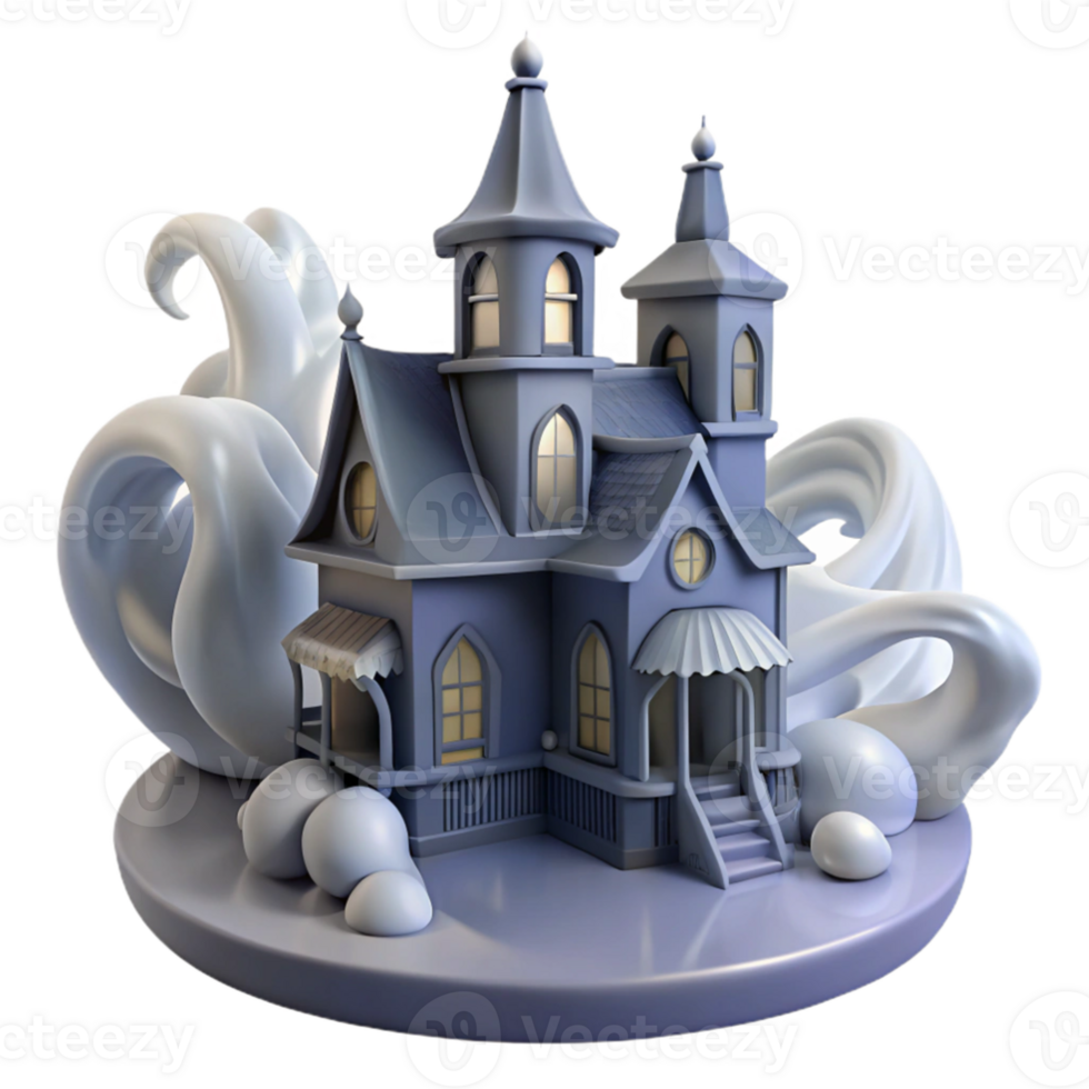 serene contemporary Enchanted 3D House Illustration exclusive png
