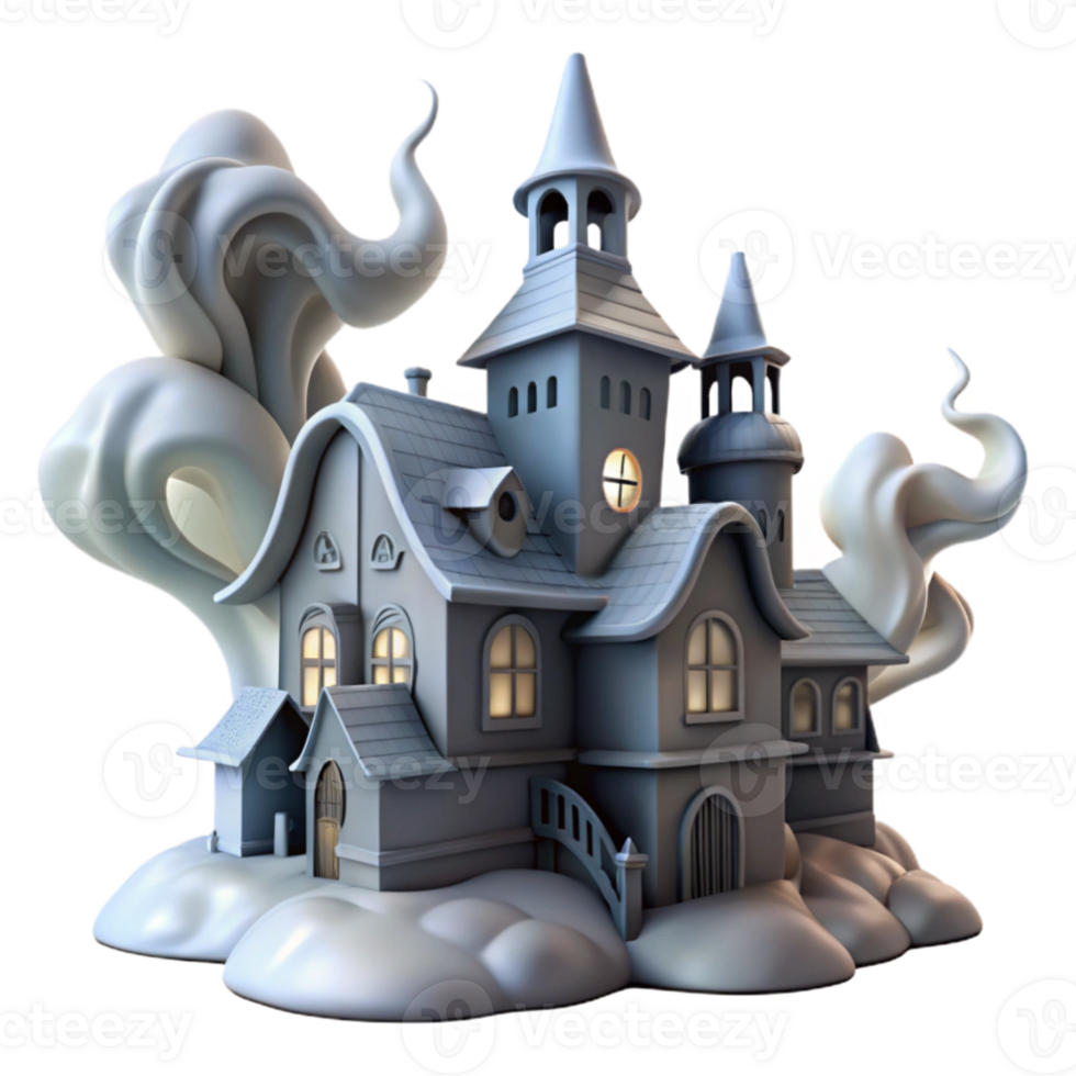 vibrant creative Haunted House 3D Model high quality png