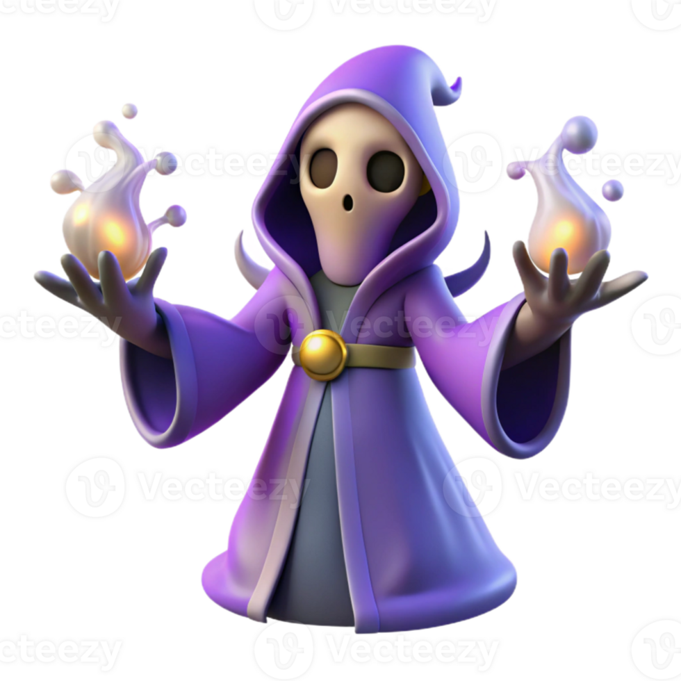 dramatic contemporary 3D Render Cartoon Wizard high resolution png