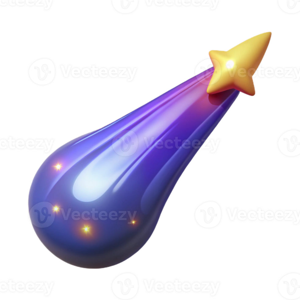 beautiful vintage 3D Render of Purple Comet with Star authentic png