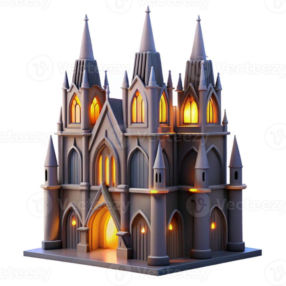 magnificent modern 3D Gothic Cathedral Model premium png