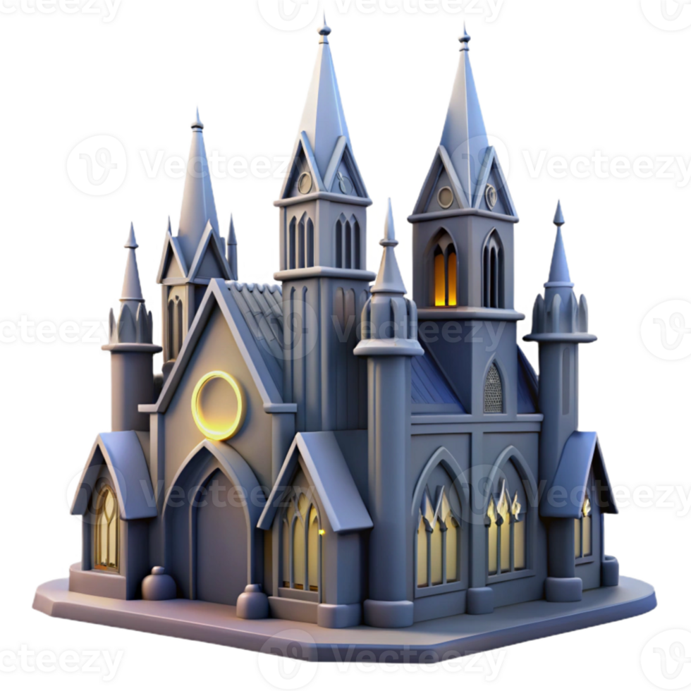 extraordinary rustic Gothic Cathedral 3D Model genuine png