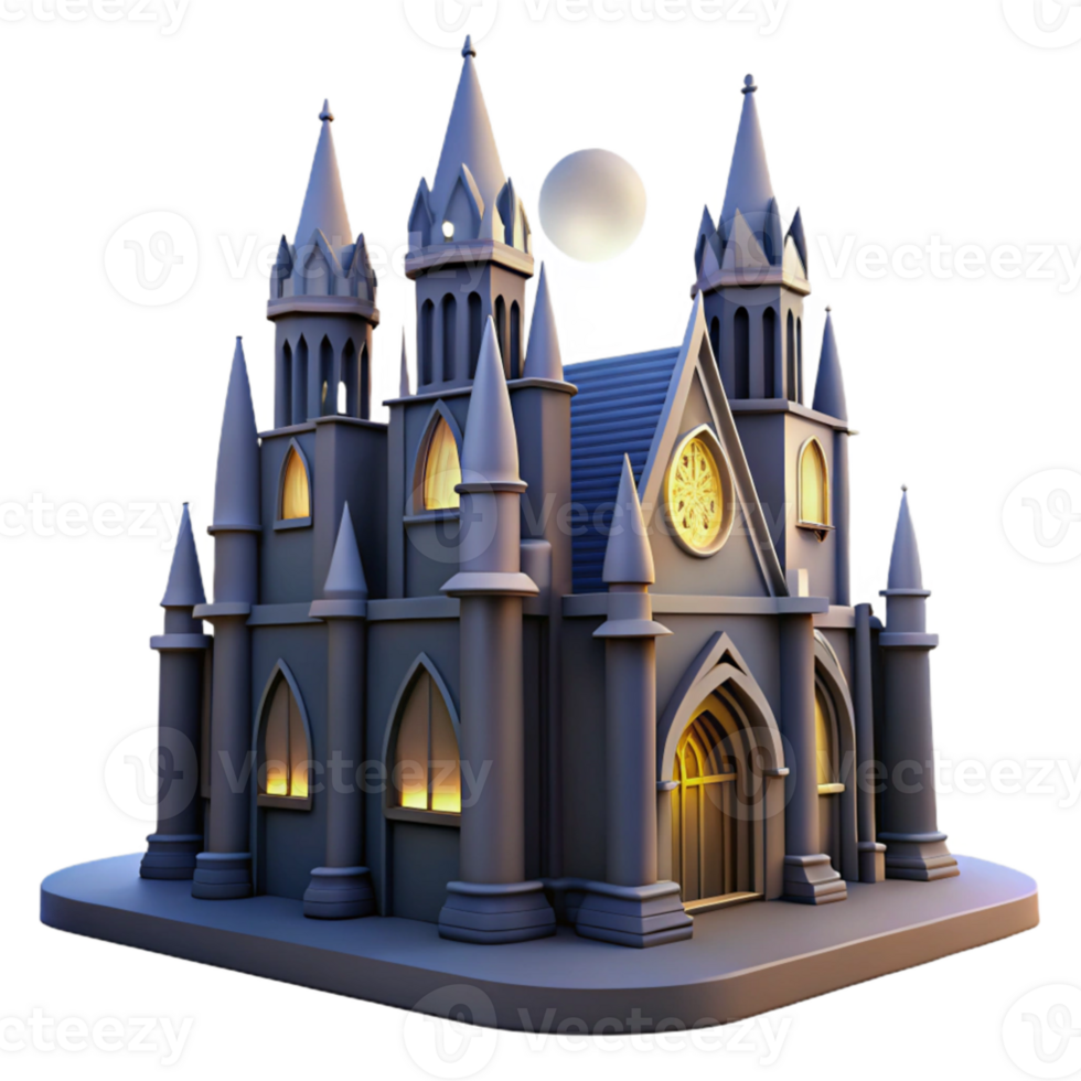 wonderful abstract Gothic Cathedral 3D Model exclusive png