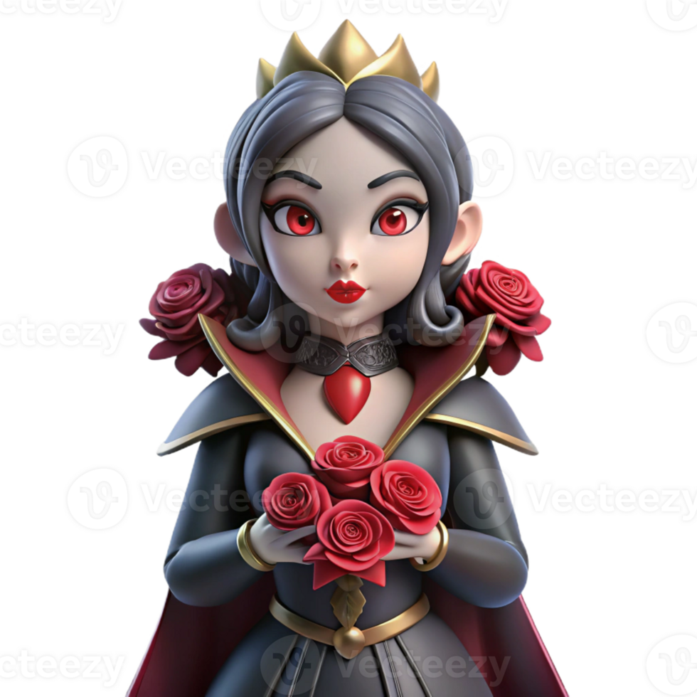 wonderful abstract 3D Render Cartoon Queen Roses professional png