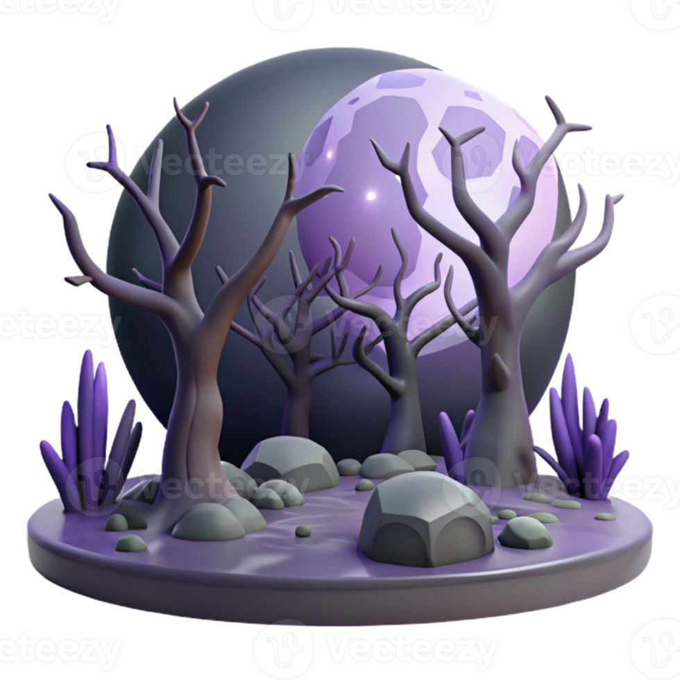 dramatic abstract Spooky 3D Halloween Night Scene 4K png