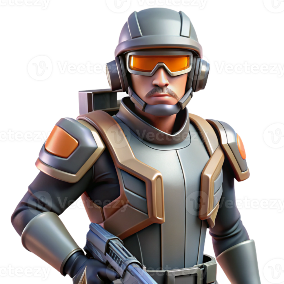 impressive artistic 3D Illustration Futuristic Soldier high resolution png