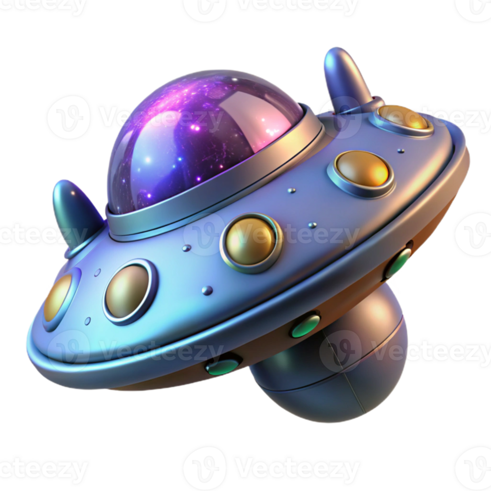 vibrant rustic 3D Render Flying Saucer authentic png