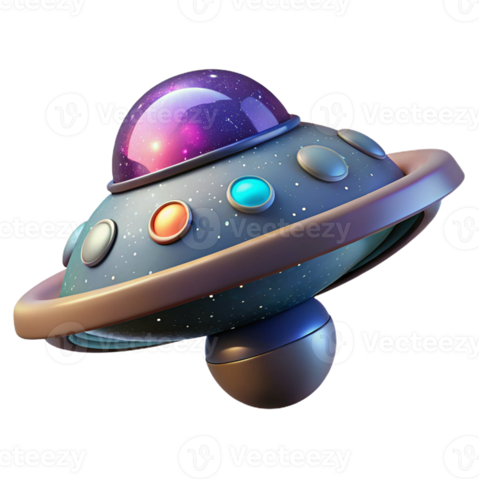 impressive vintage Cartoon UFO 3D Render original png