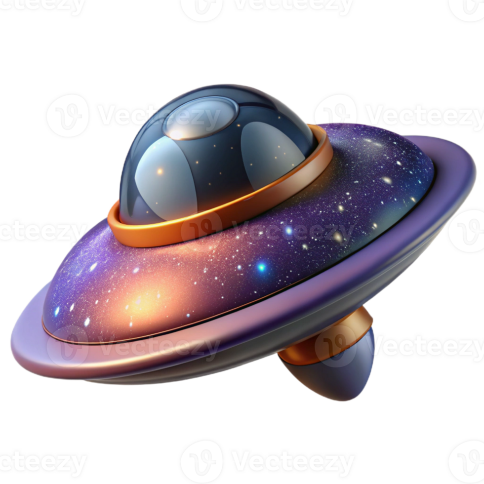 serene classic Cosmic UFO 3D Render professional png
