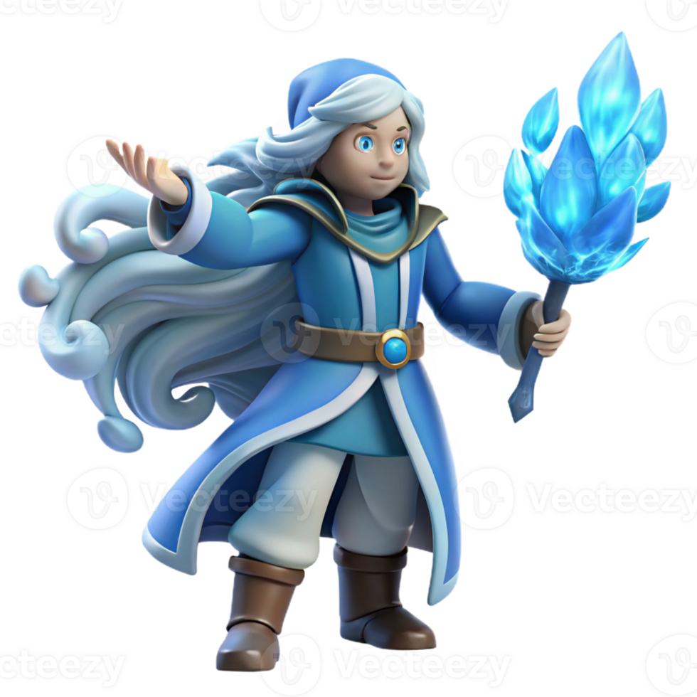 beautiful vintage Young Mage 3D Render high quality png