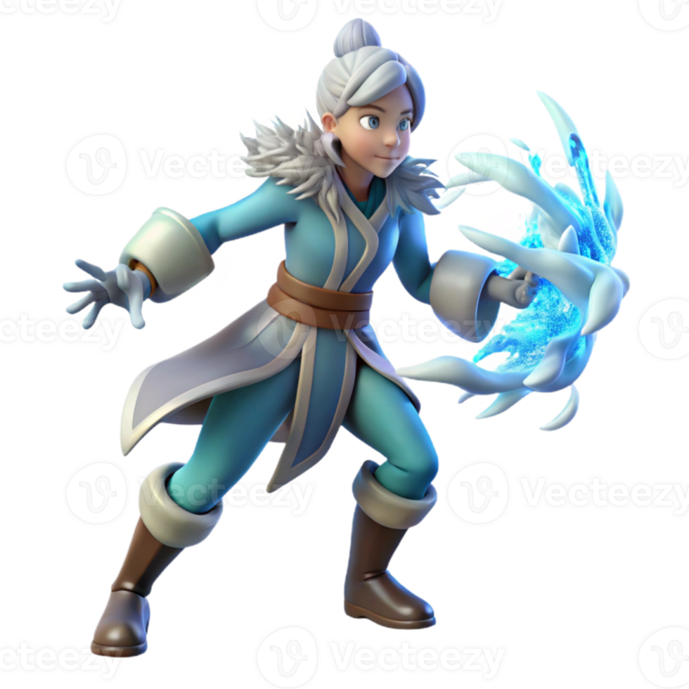 impressive vintage 3D Render Ice Mage Fantasy Character original png
