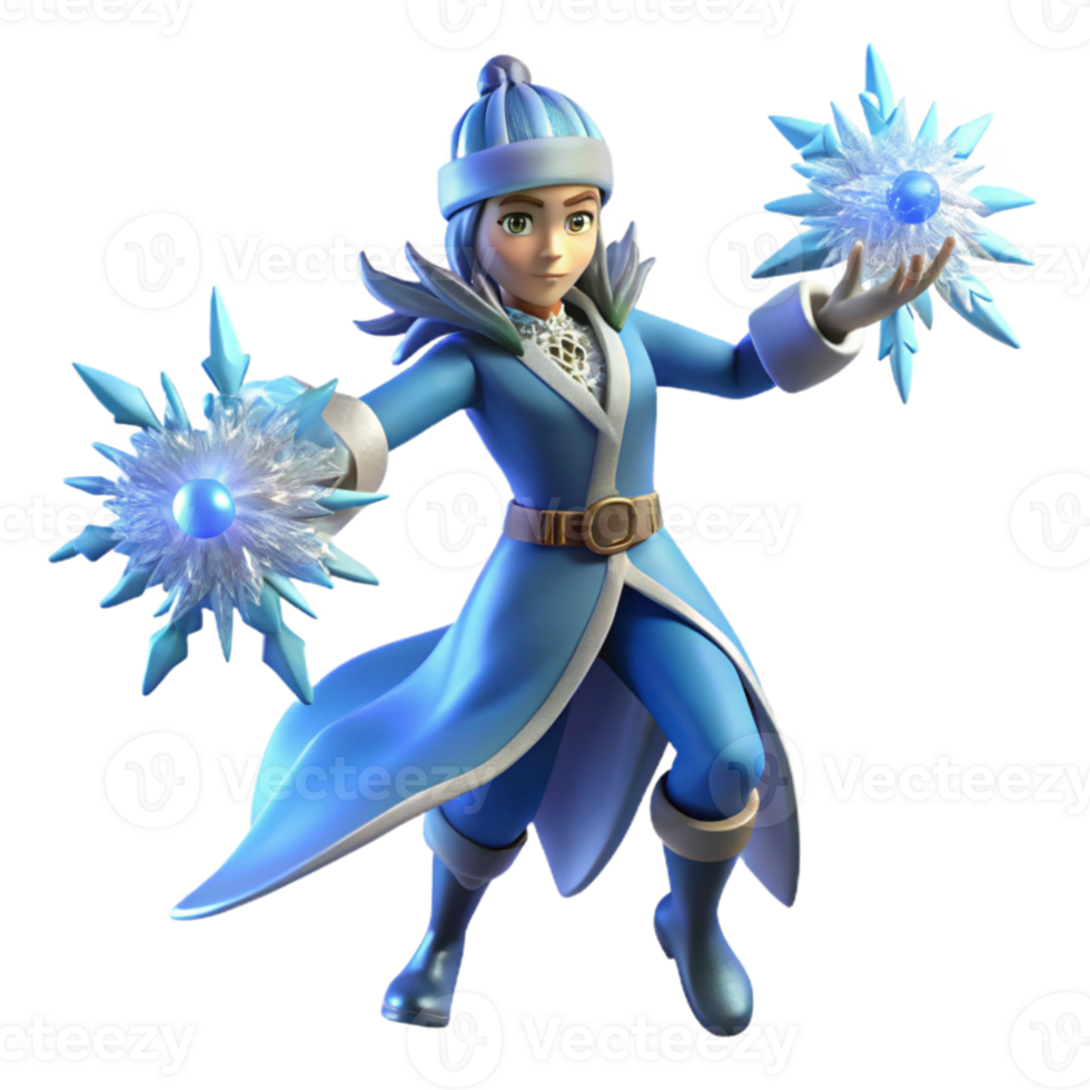 beautiful contemporary Winter Mage 3D Render exclusive png