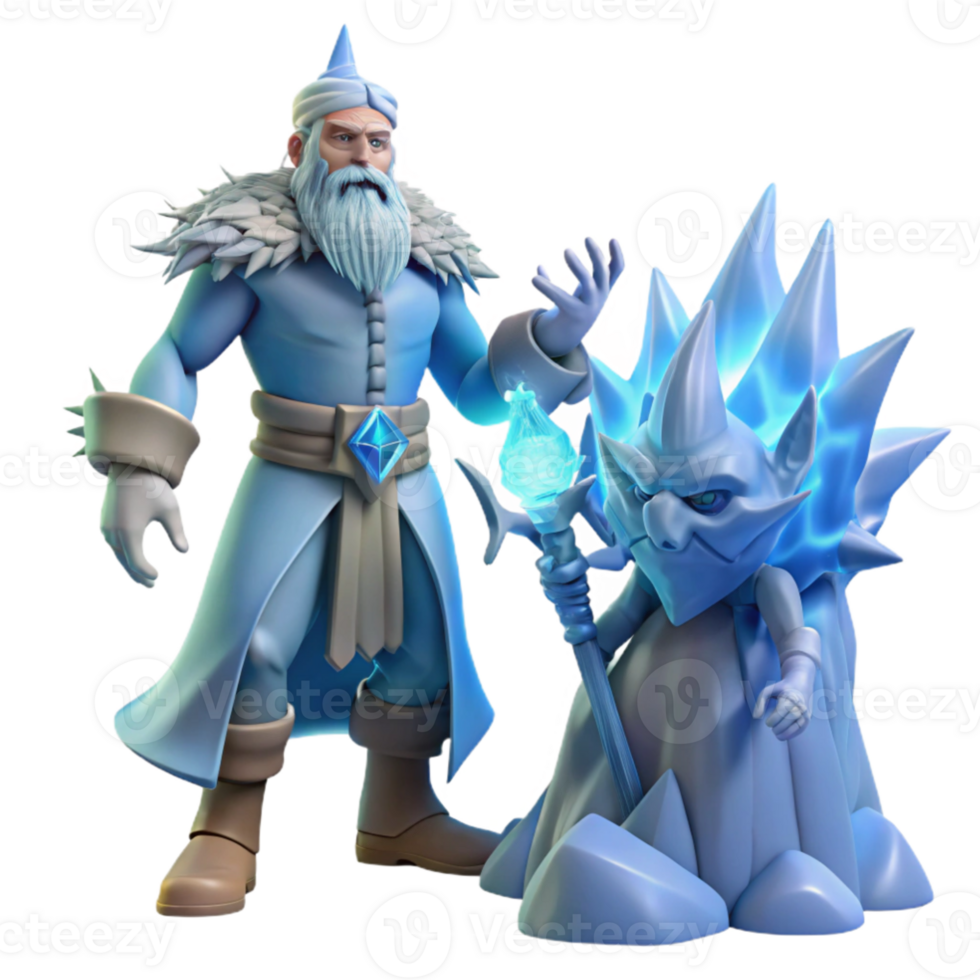magnificent abstract 3D Render Winter Wizard and Ice Creature 4K png
