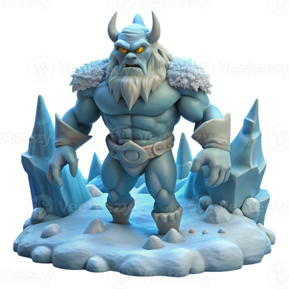 beautiful creative Ice Giant 3D Render 4K png