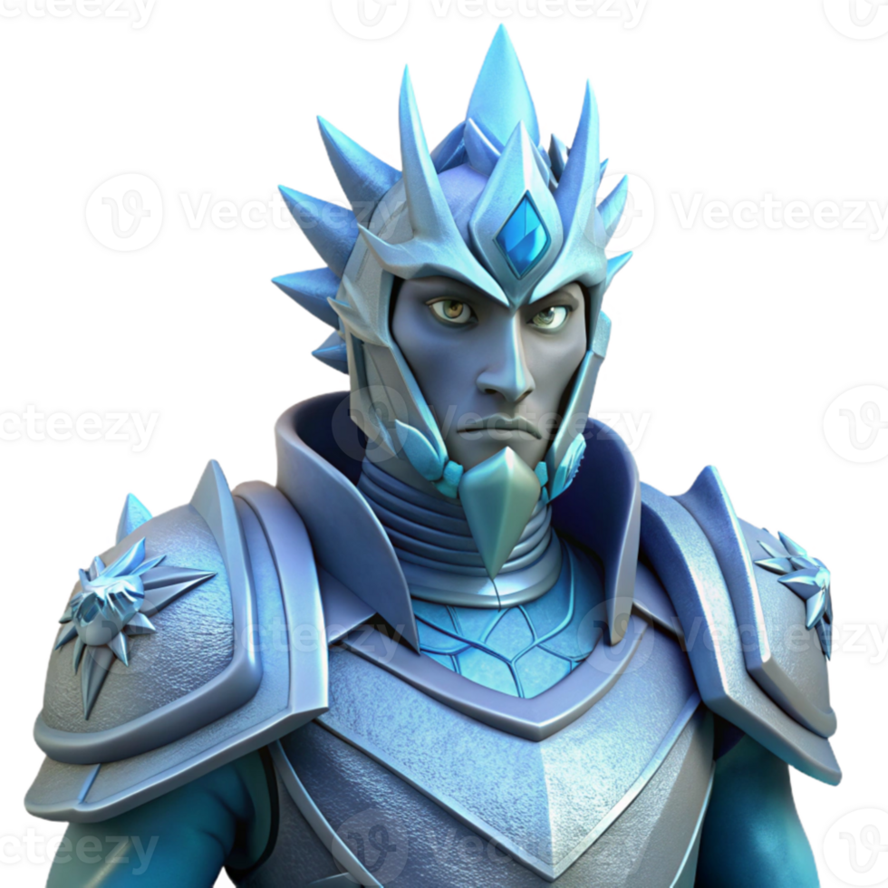 magnificent traditional Ice Warrior 3D Render high quality png