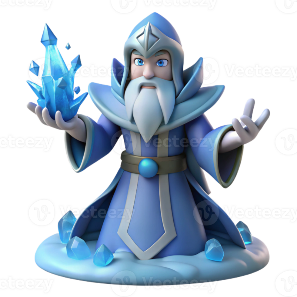 magnificent abstract 3D Ice Wizard Render high quality png