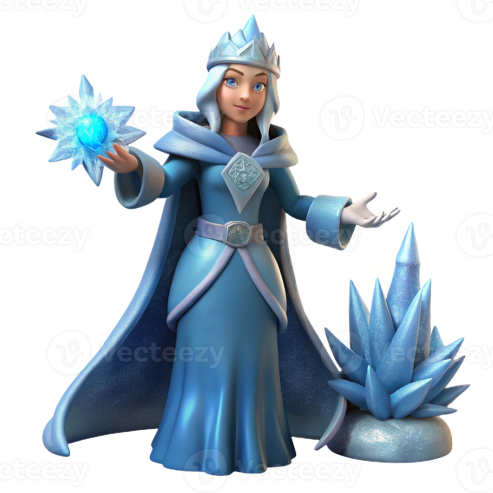 magnificent vintage Ice Queen 3D Render original png