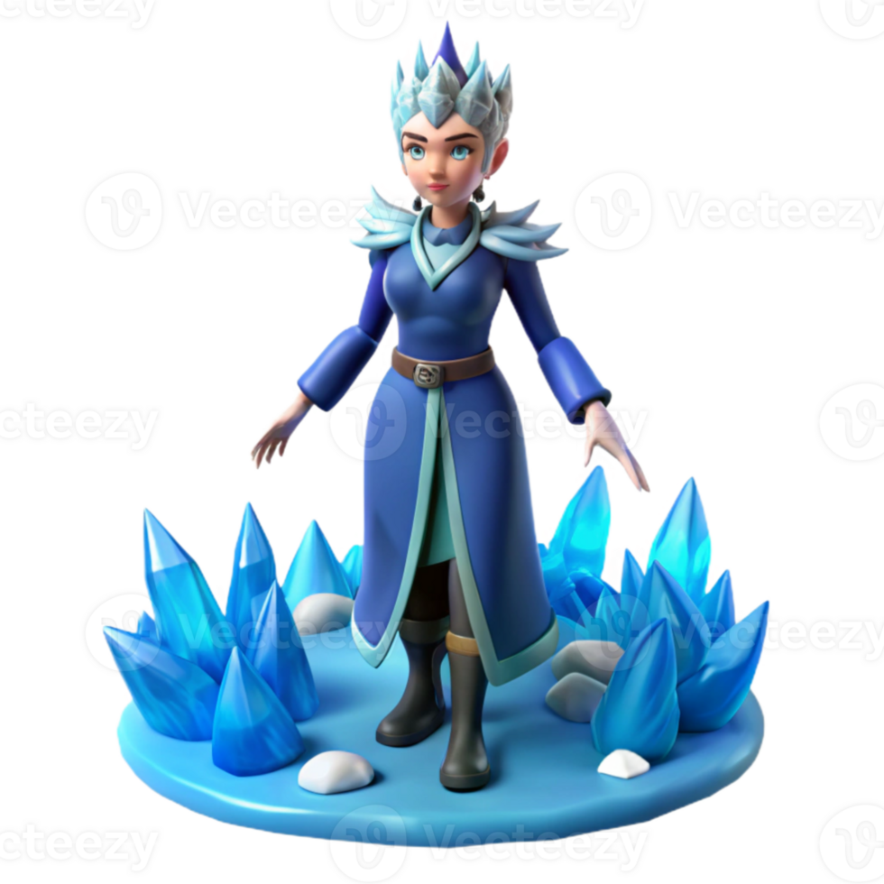 serene abstract Stylized 3D Ice Queen Render genuine png