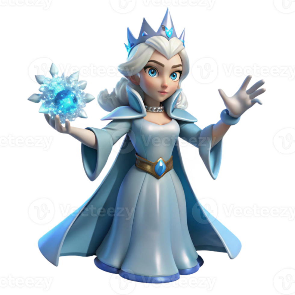 serene classic Ice Queen 3D Render premium png