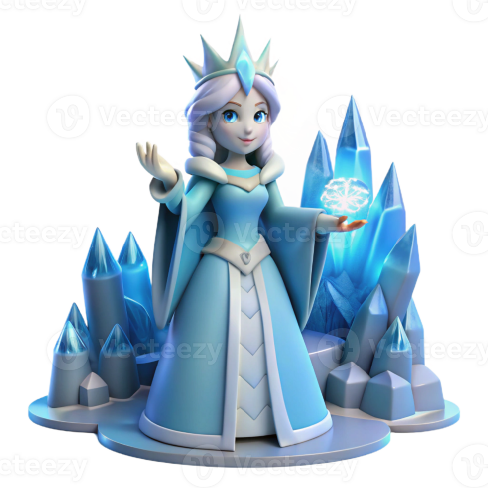 stunning classic Ice Queen 3D Render Fantasy Art premium png