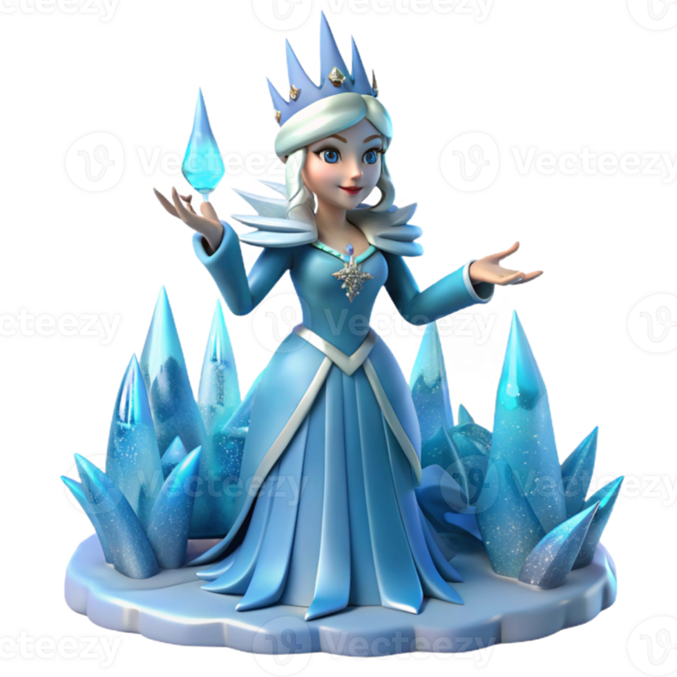 impressive abstract Ice Queen 3D Render 4K png