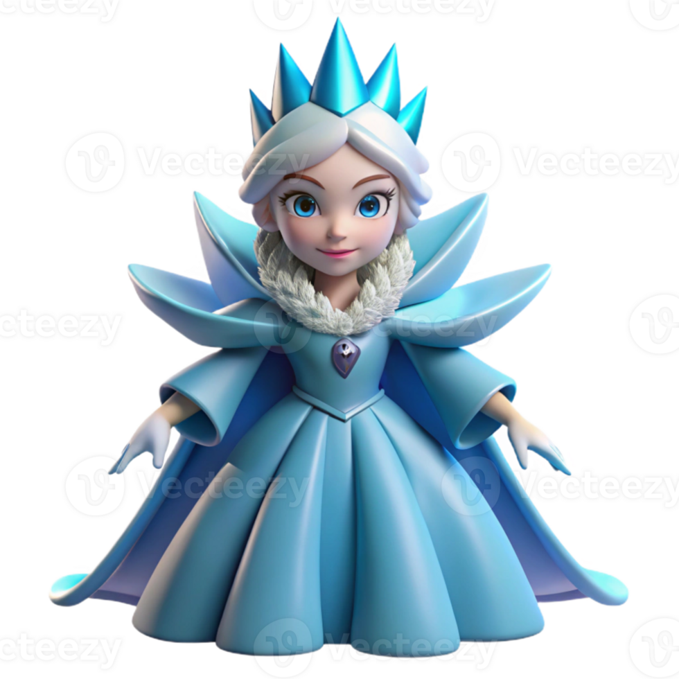 vibrant minimalist Ice Queen 3D Render authentic png