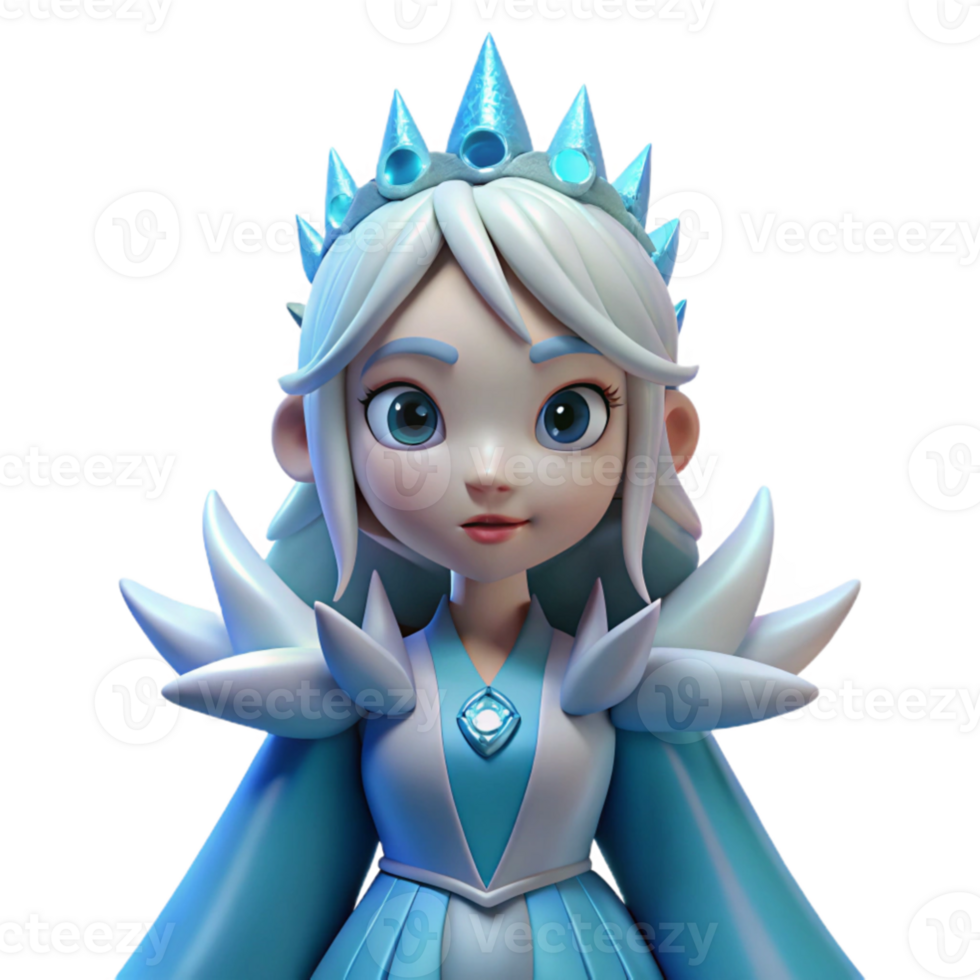 wonderful abstract 3D Render Ice Queen Cartoon premium png