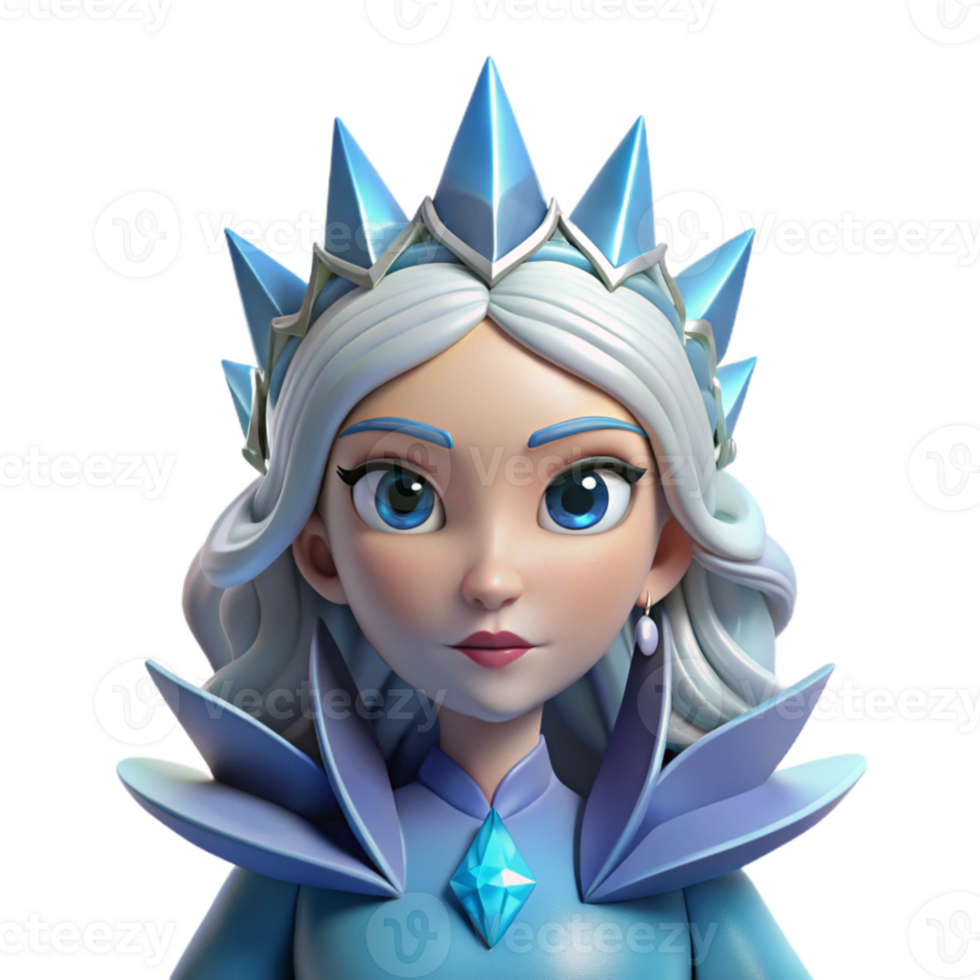 serene artistic Ice Queen 3D Render premium png