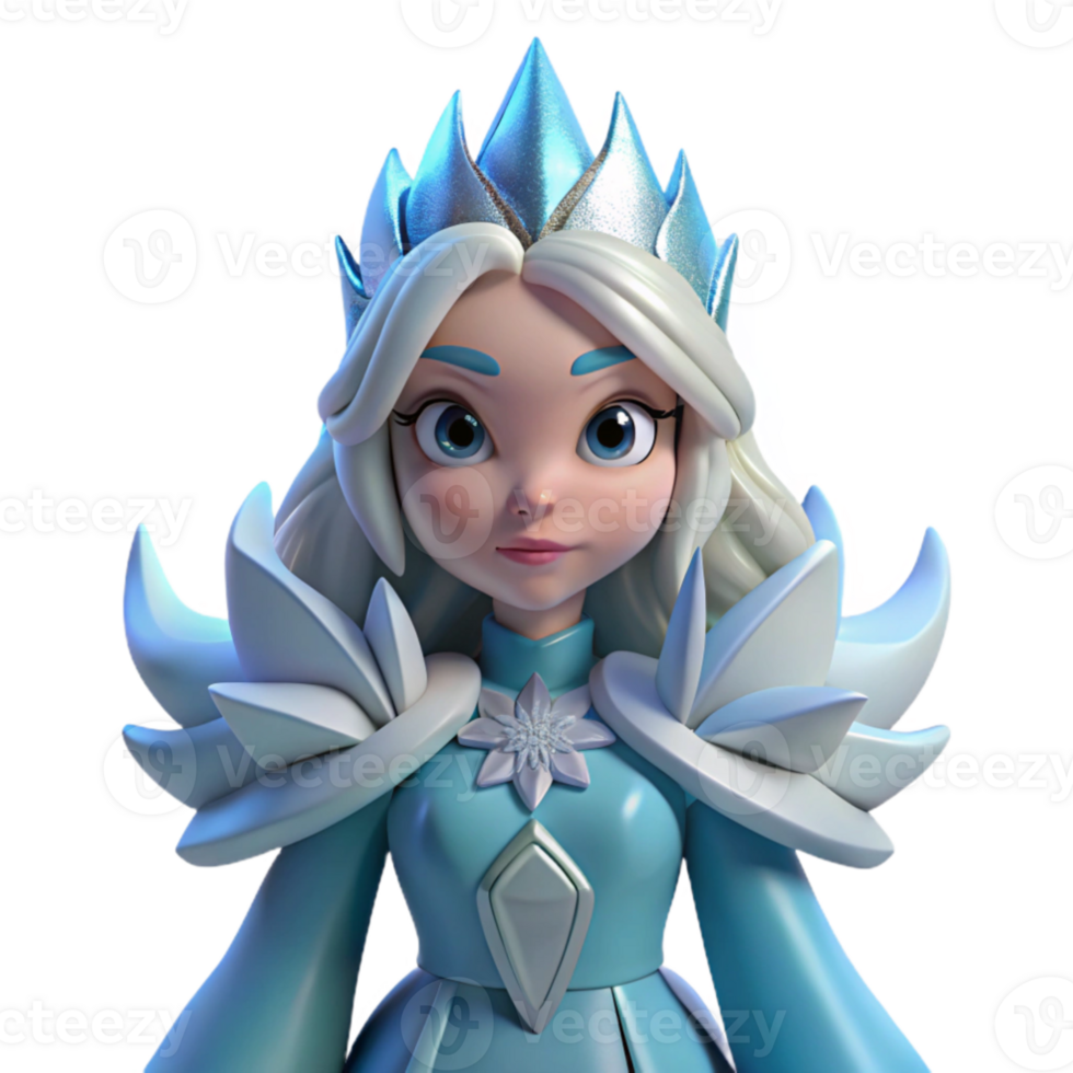 extraordinary contemporary Ice Queen 3D Render high quality png