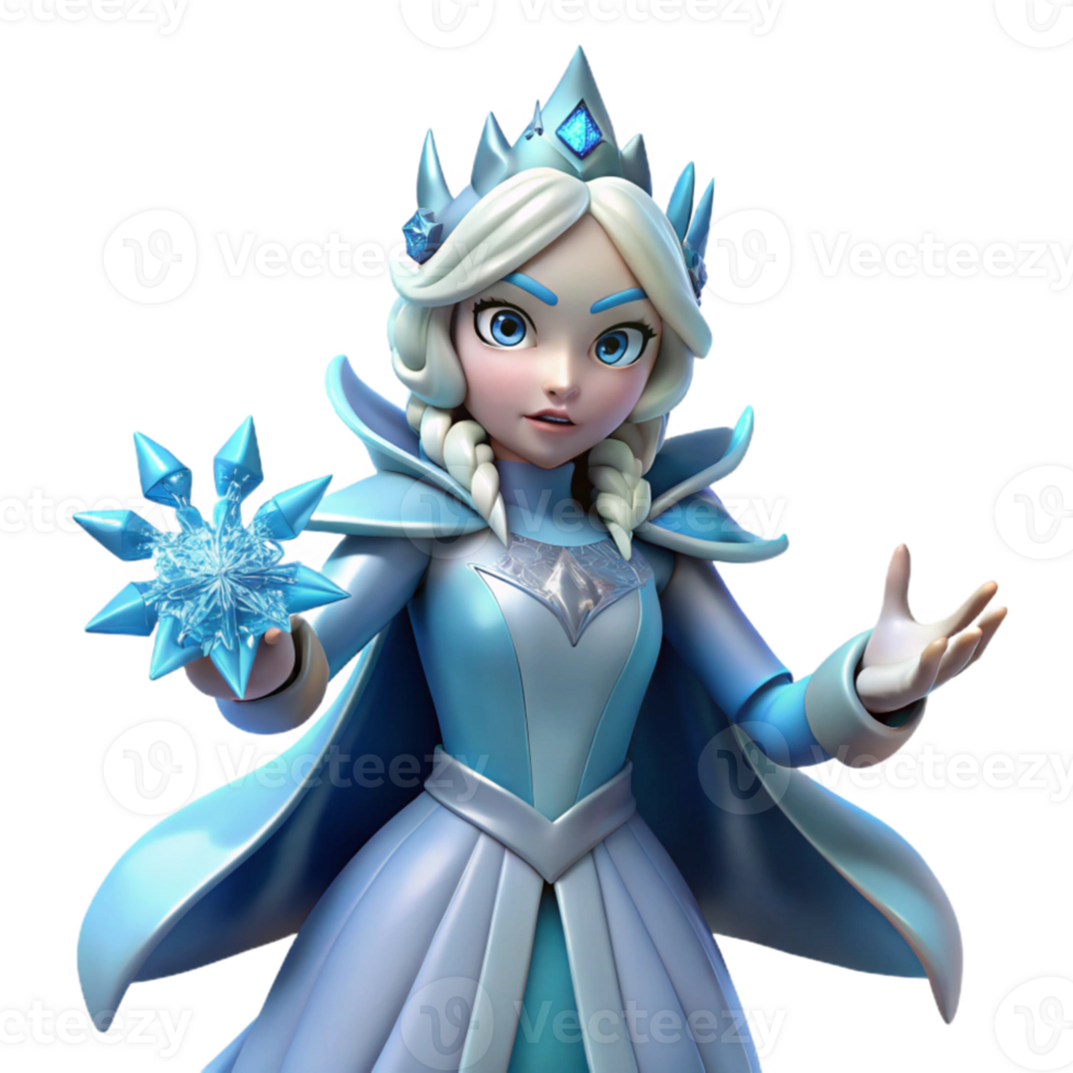magnificent artistic Ice Queen 3D Render high resolution png